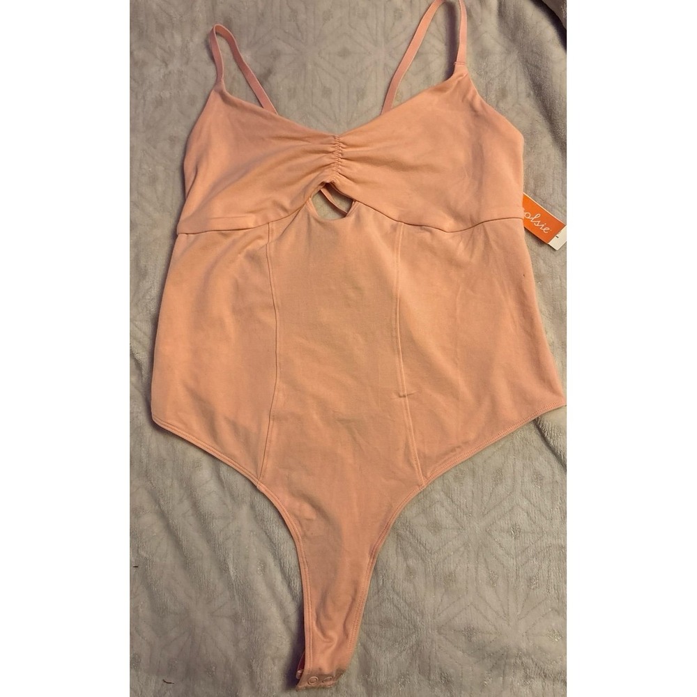 NEW Colsie Women's Pink Keyhole‎ Balletcore Bodysuit, Size XL